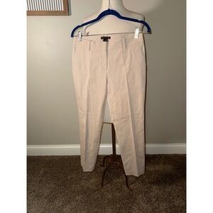Theory Beige Linen Blend Straight Leg Cropped Dress Pants Women's Size 4